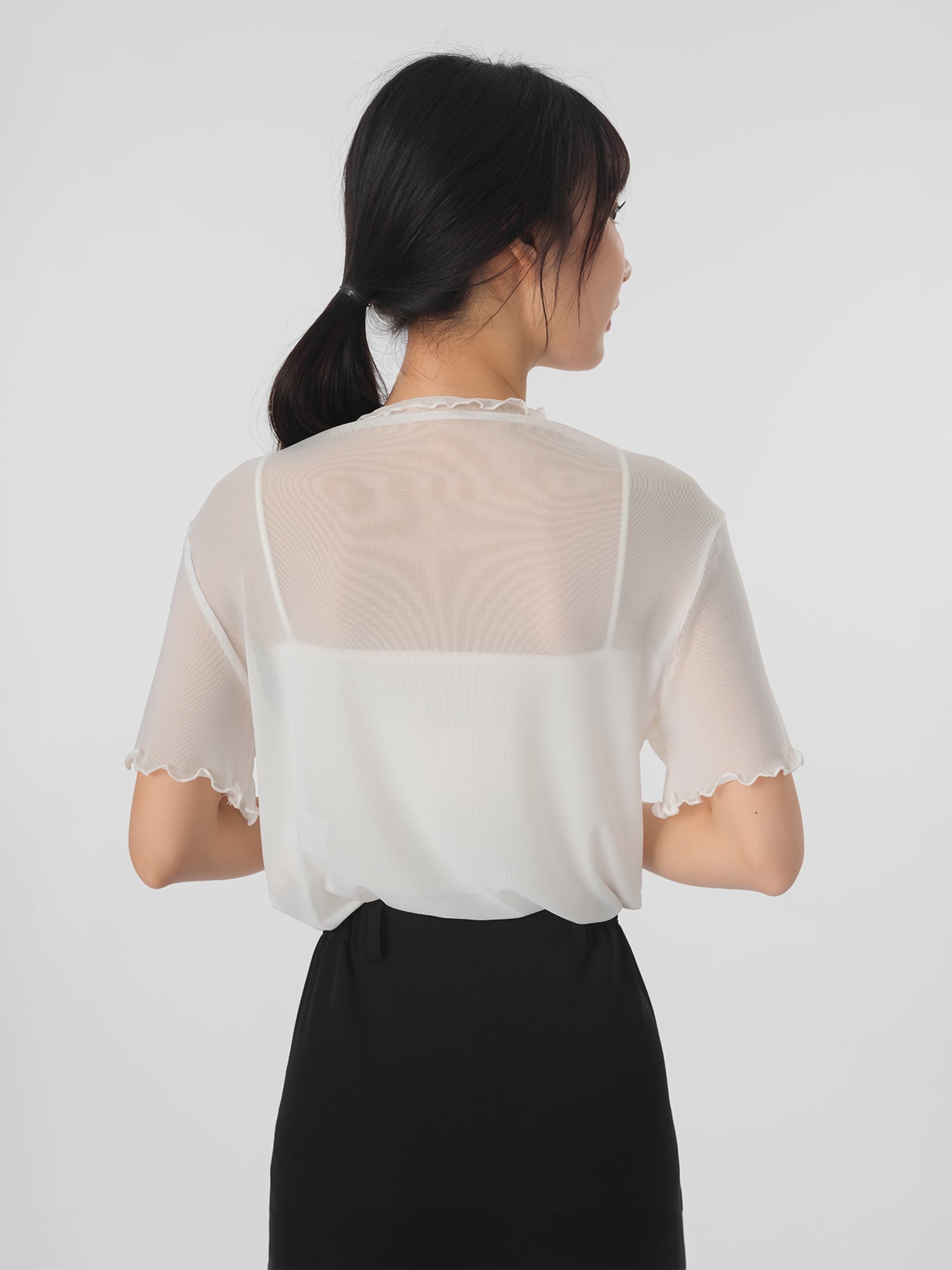 Reine 透膚木耳邊上衣