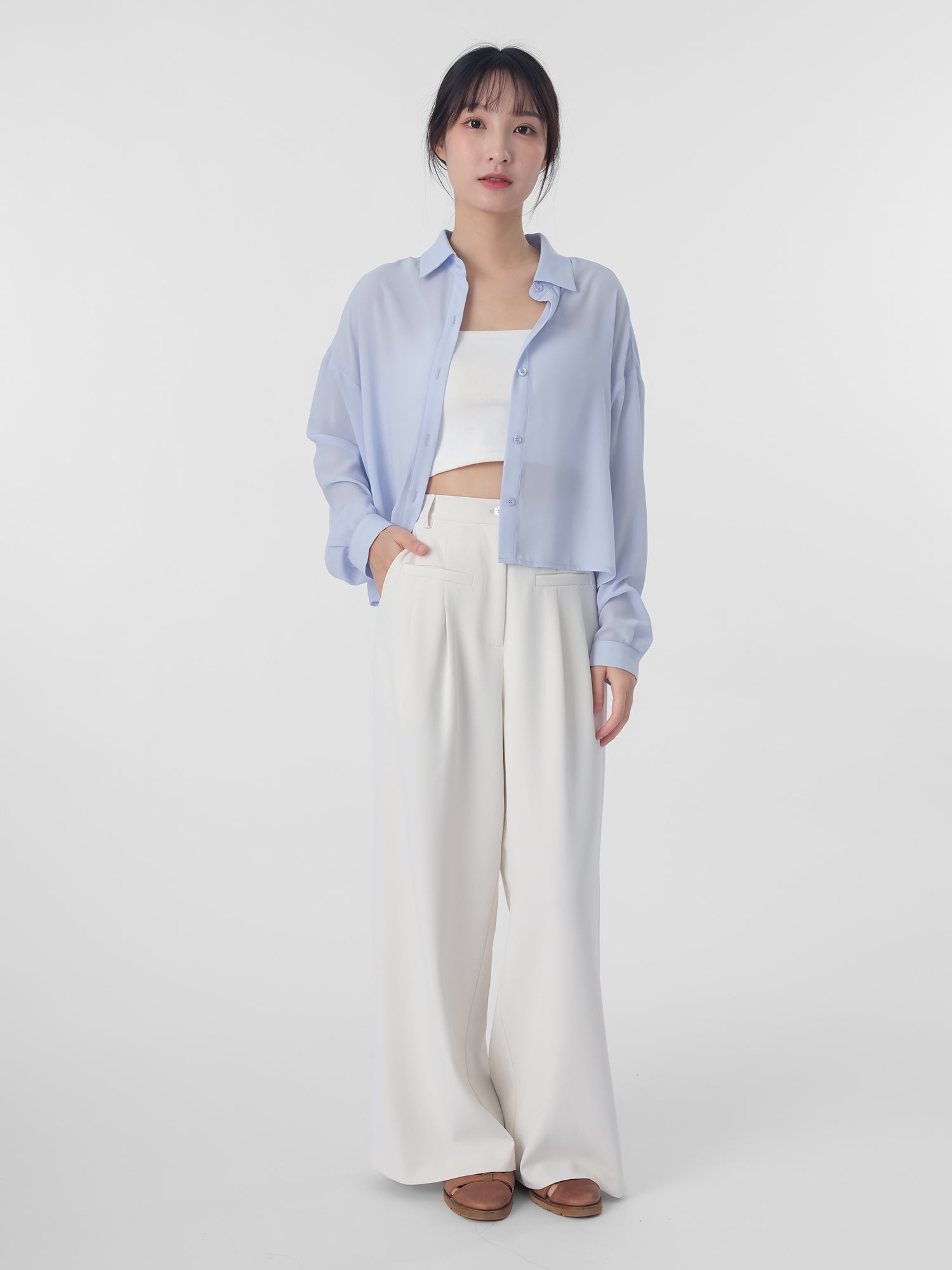 Lucienne Cropped Chiffon Shirt
