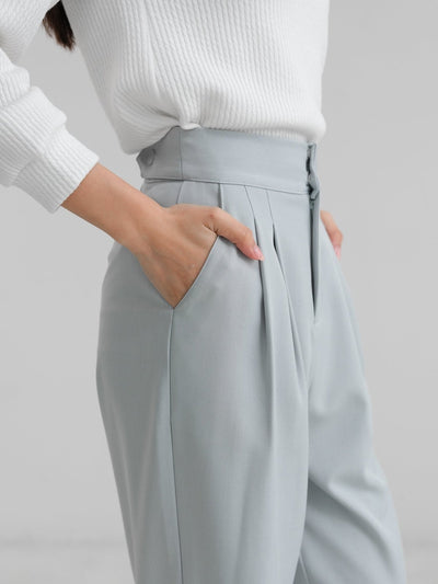 Side Adjustable Pleated Trousers - DAG-DD1401-24LightSlateGrayS - Light Slate Gray - Long Ver. (99cm) - S - D'zage Designs
