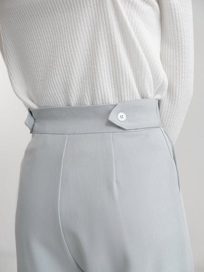 Side Adjustable Pleated Trousers - DAG-DD1401-24LightCyanS - Light Cyan - Long Ver. (99cm) - S - D'zage Designs