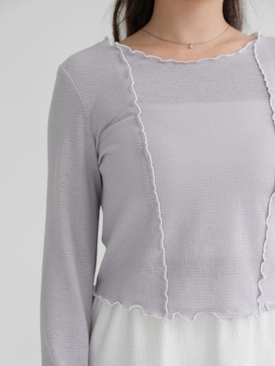 Selene Front Seam Ruffle Top - DAG-DD1069-23LilacGrayS - Lilac Gray - S - D'zage Designs