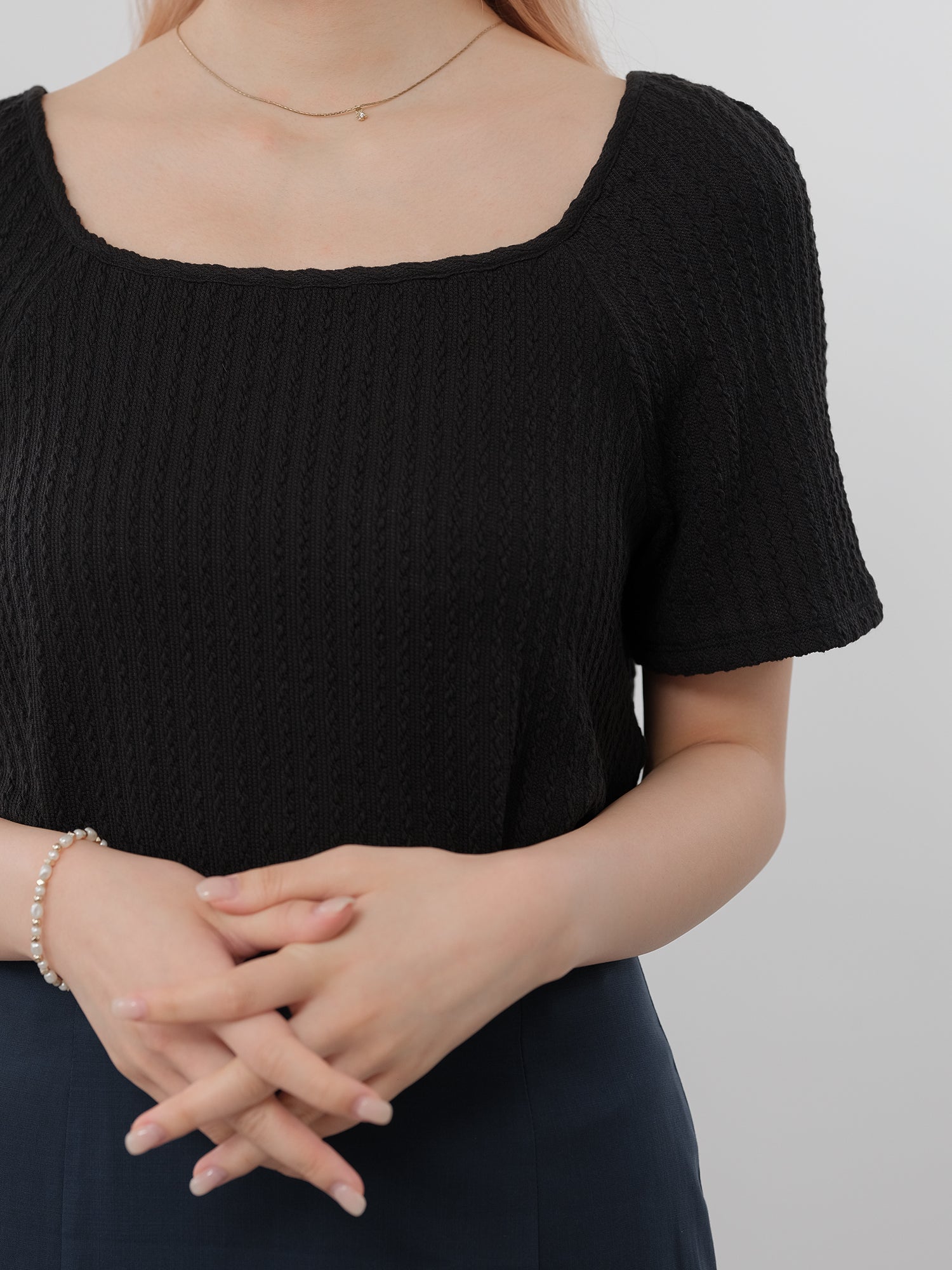 Winry Square Neck Cable-Knit Top