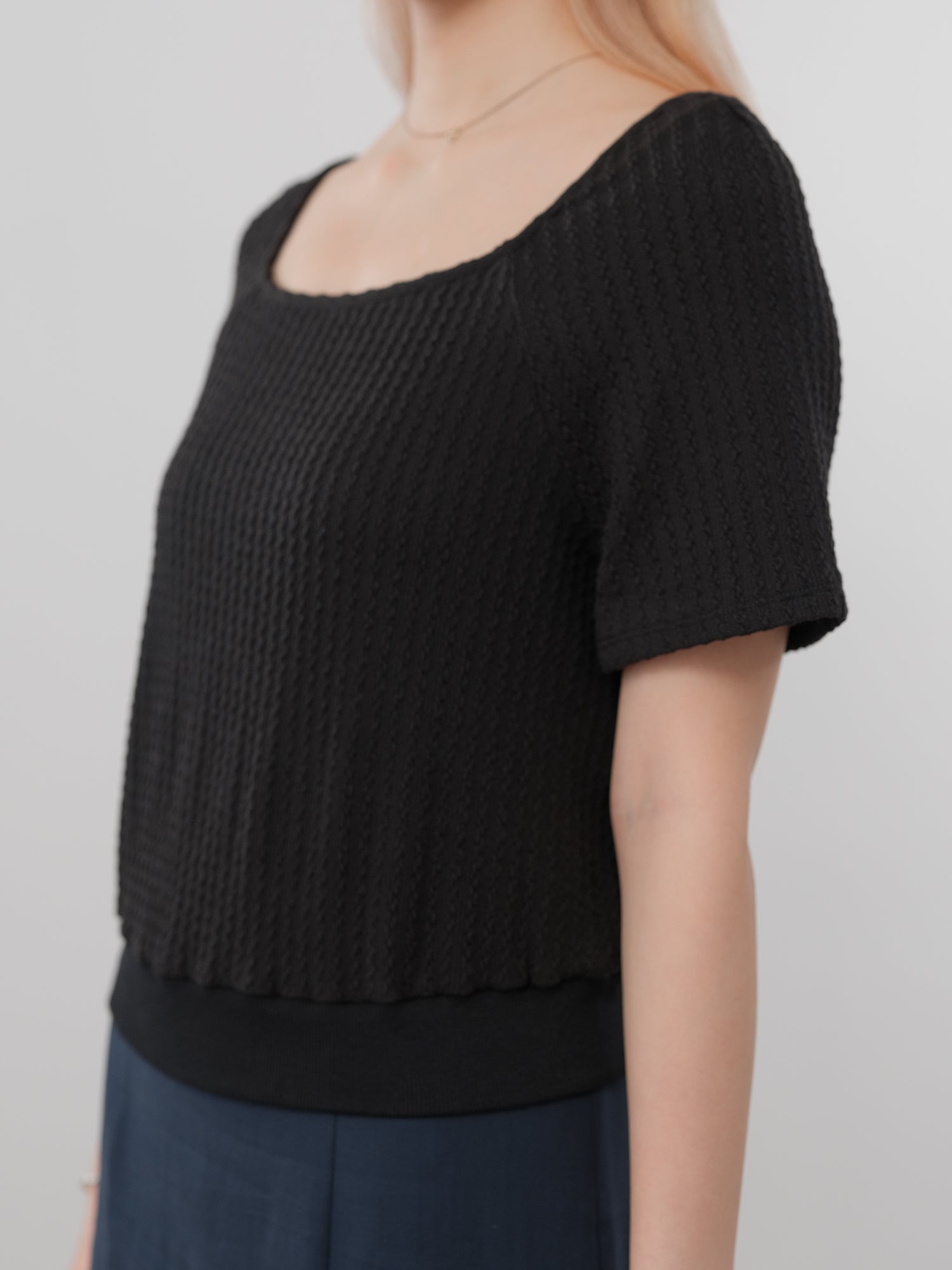 Winry Square Neck Cable-Knit Top