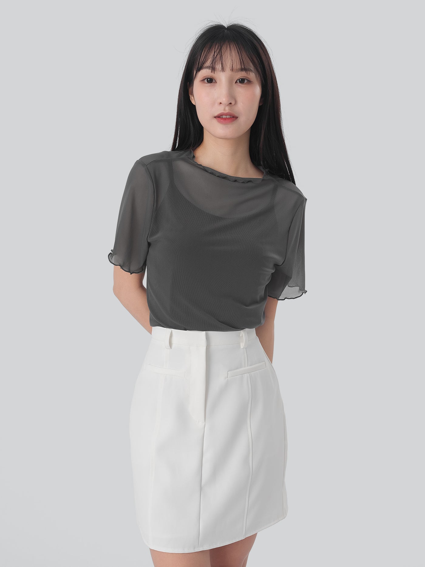 Rhea Textured Square Neck Blouse