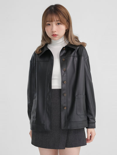 Jennie Buttoned Leather Jacket