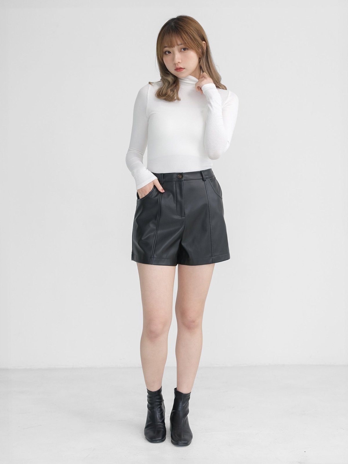 Leanna Leather Shorts - DAG-DD1292-23BlackS - Black - S - D'zage Designs