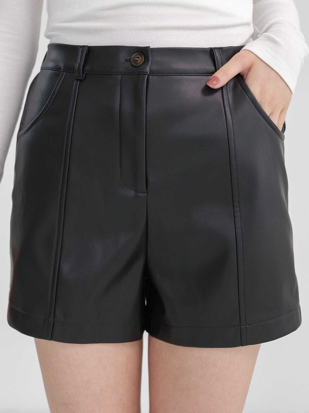 Leanna Leather Shorts - DAG-DD1292-23BlackS - Black - S - D'zage Designs