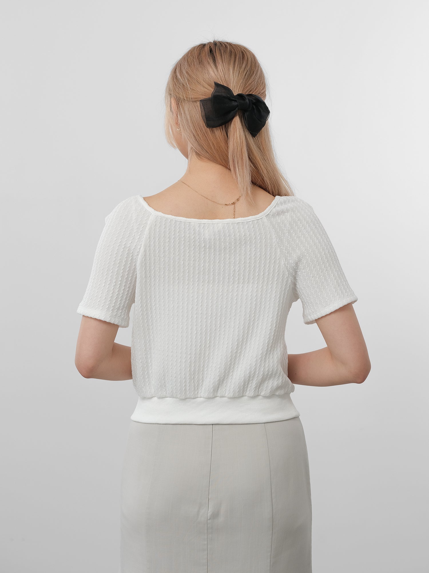 Winry Square Neck Cable-Knit Top