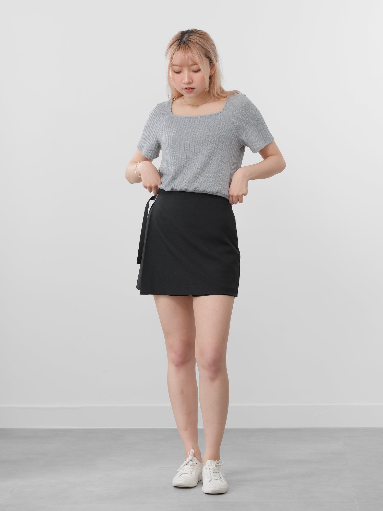 Winry Square Neck Cable-Knit Top