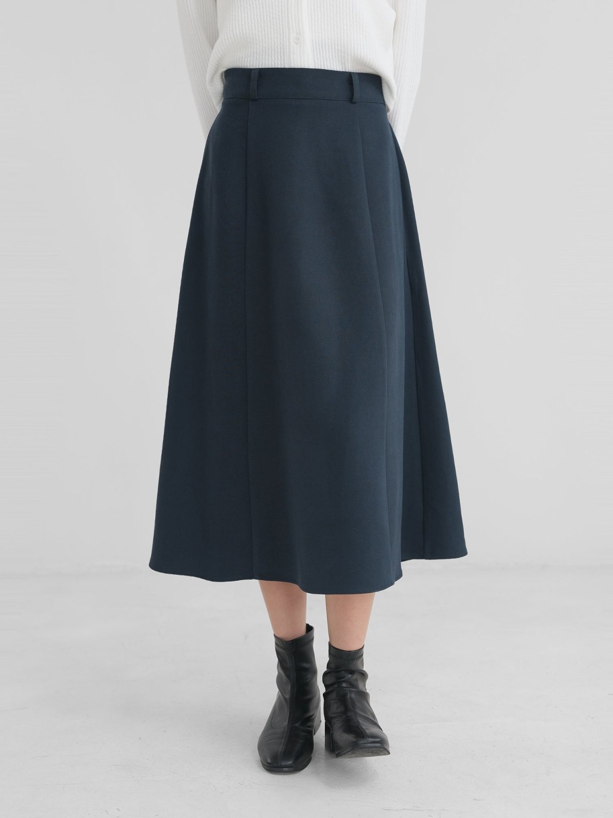 A-line Flared Midi Skirt - DAG-DD1365-24PrussianBlueS - Prussian Blue - S - D'zage Designs