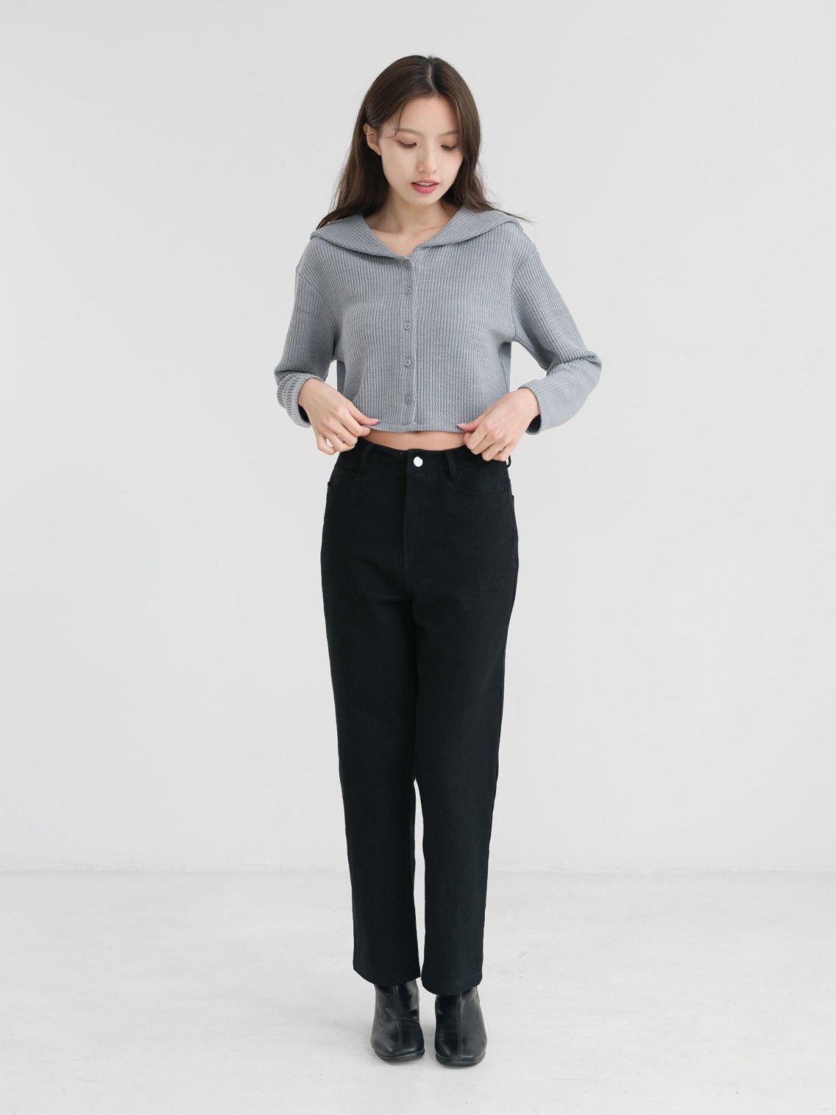 Straight-Leg Twill Trousers - DAG-DD1372-24BlackS - Black - S - D'zage Designs