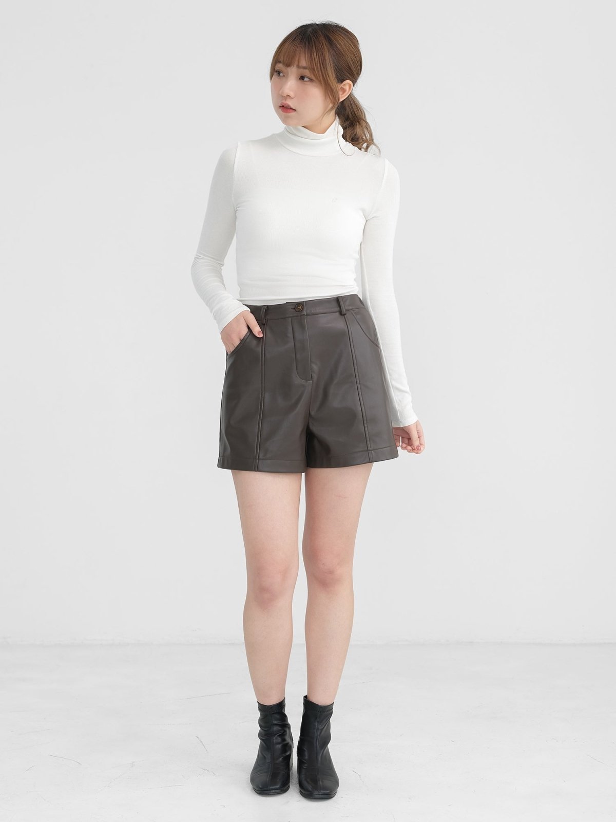 Leanna Leather Shorts - DAG-DD1292-23BrownieS - Brownie - S - D'zage Designs