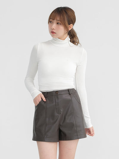 Leanna Leather Shorts - DAG-DD1292-23BrownieS - Brownie - S - D'zage Designs