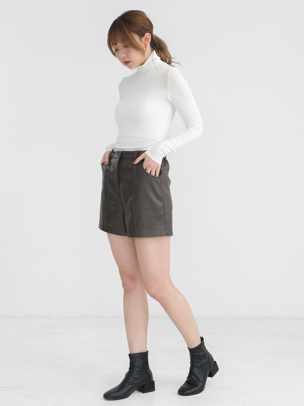 Leanna Leather Shorts - DAG-DD1292-23BlackS - Black - S - D'zage Designs