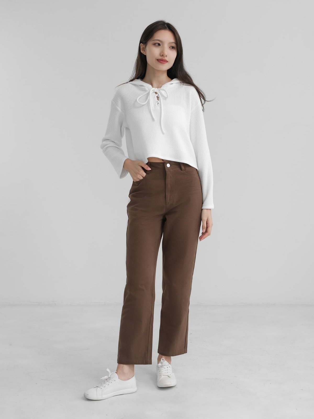 Straight-Leg Twill Trousers - DAG-DD1372-24BrownieS - Brownie - S - D'zage Designs