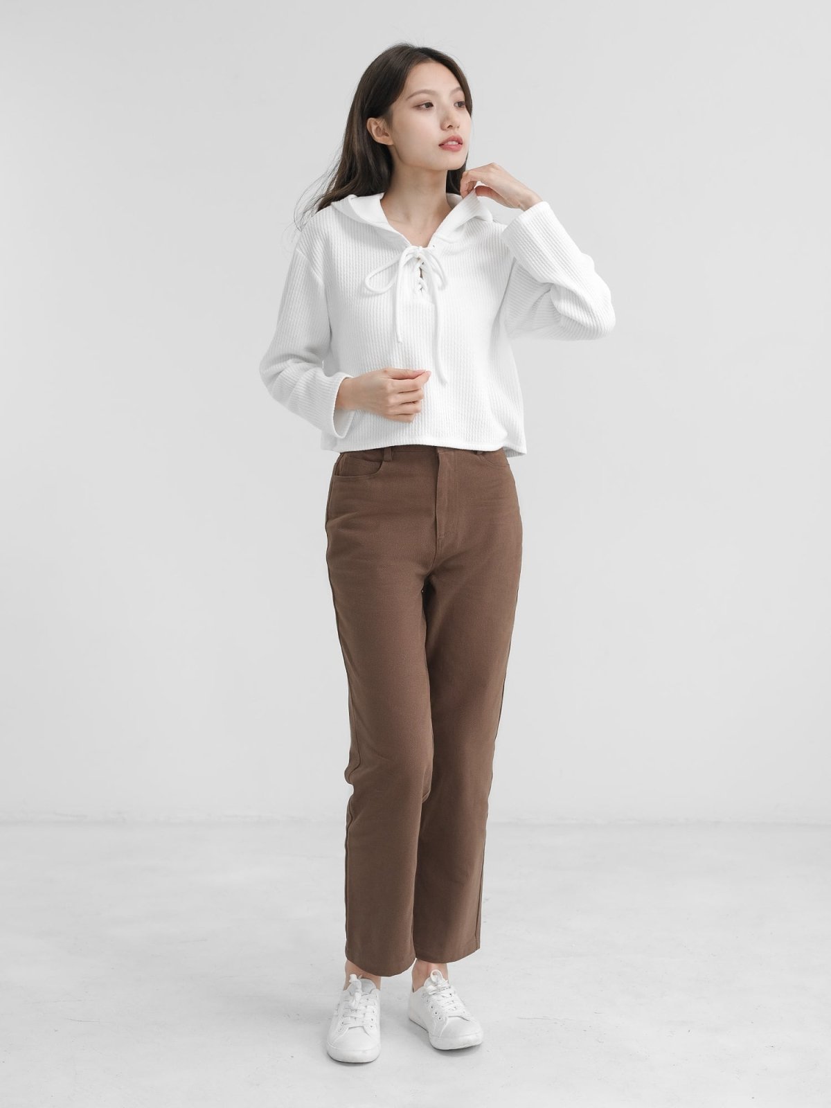 Straight-Leg Twill Trousers - DAG-DD1372-24BrownieS - Brownie - S - D'zage Designs