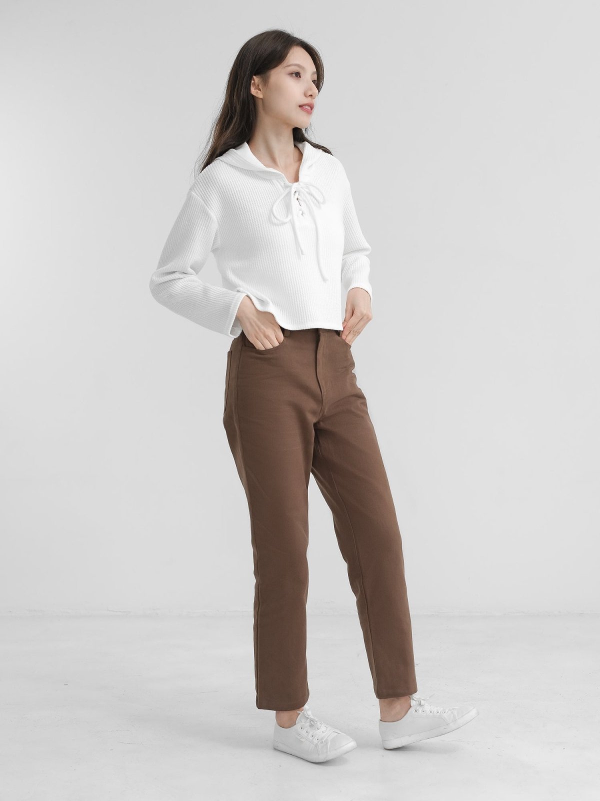 Straight-Leg Twill Trousers - DAG-DD1372-24BrownieS - Brownie - S - D'zage Designs