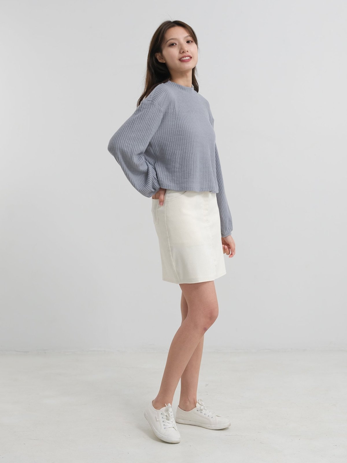 Comfy Soft Knit Top - DAG-DD1384-24StoneBlueS - Stone Blue - S - D'zage Designs