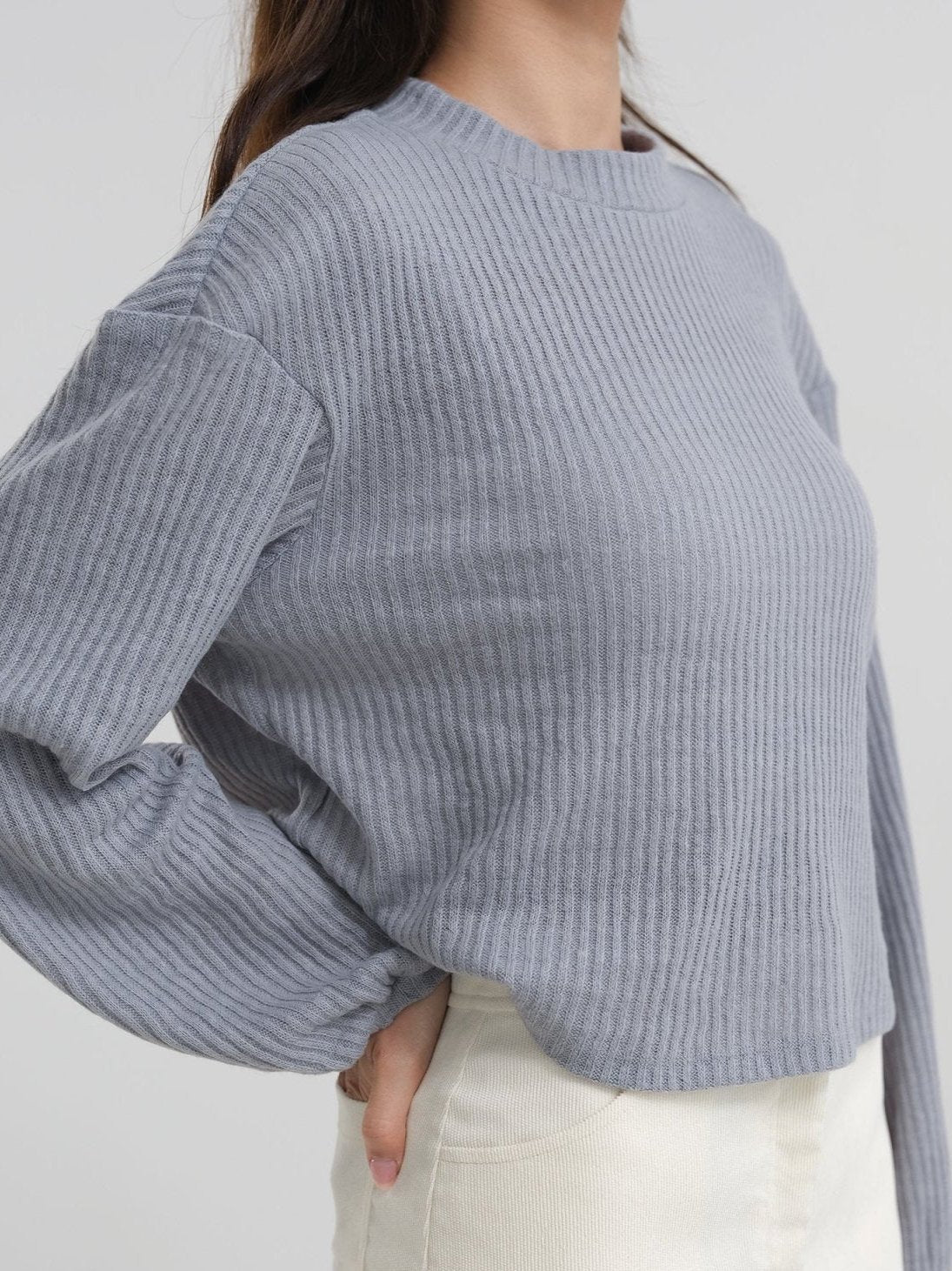 Comfy Soft Knit Top - DAG-DD1384-24StoneBlueS - Stone Blue - S - D'zage Designs