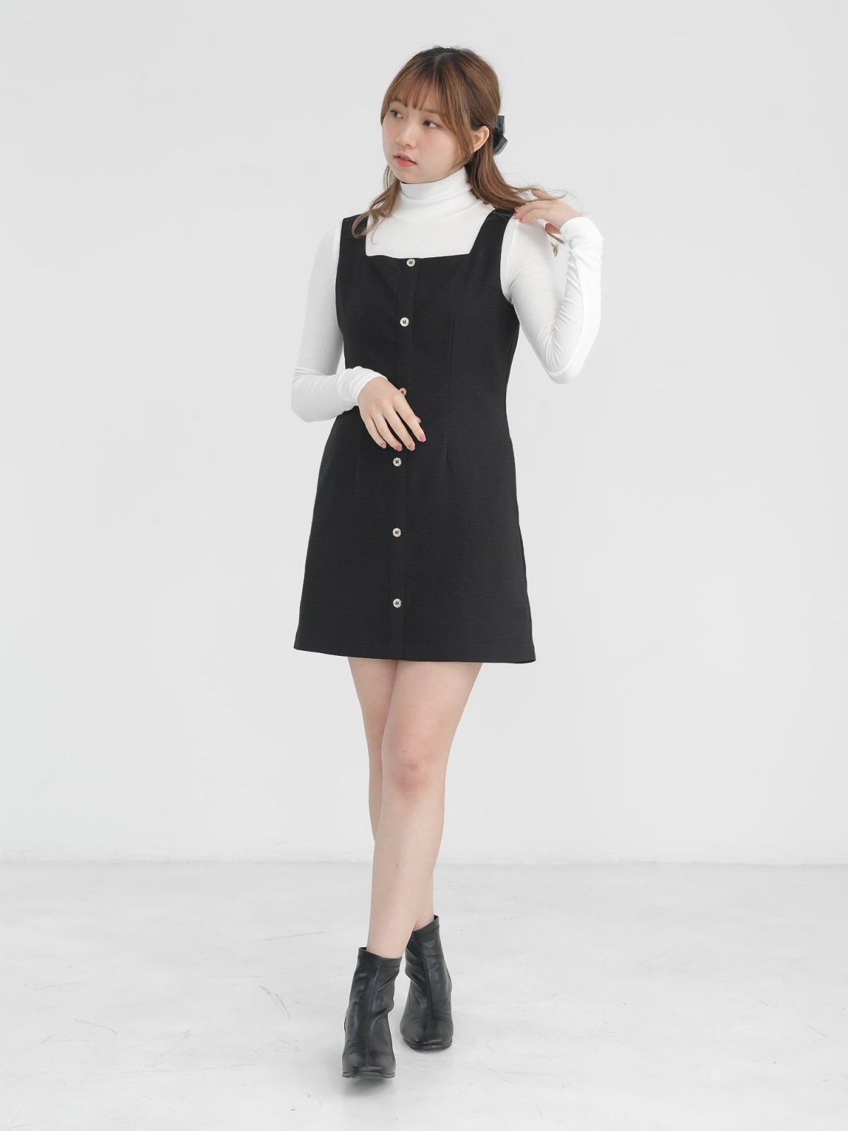 Finley Slim Fit Tweed Dress - DAG-DD1319-23BlackS - Black - S - D'zage Designs