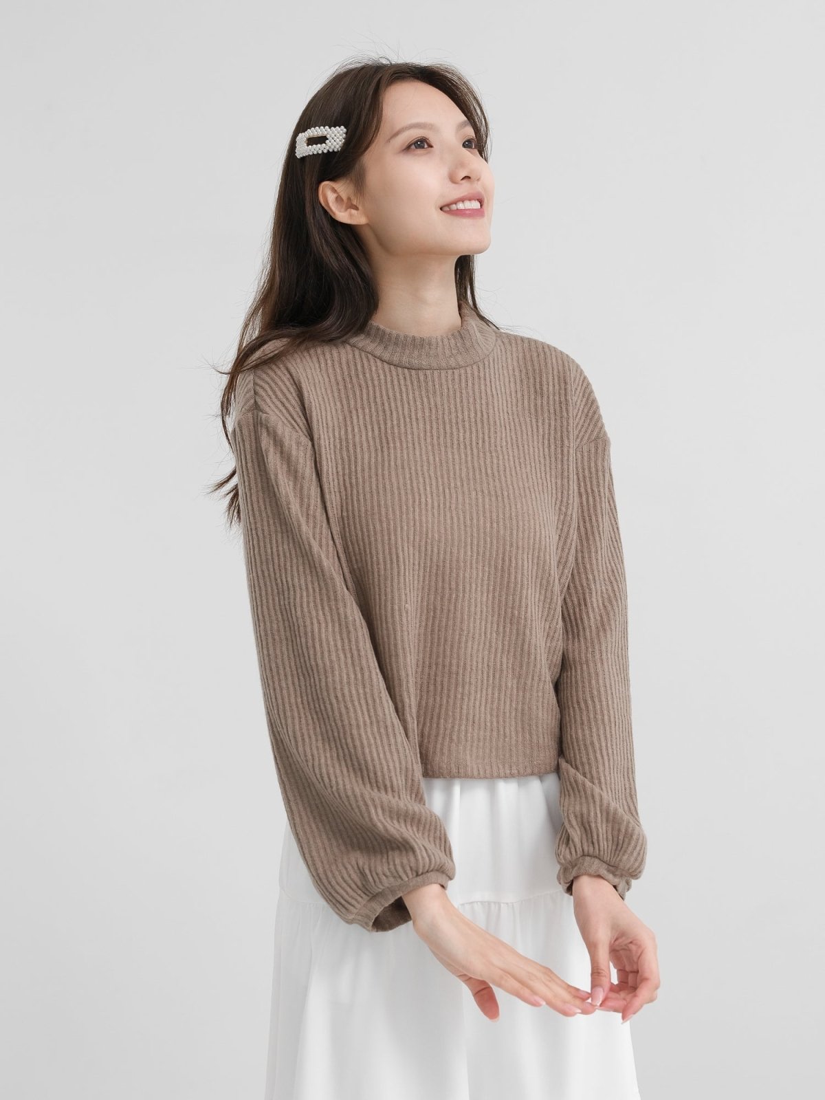 Comfy Soft Knit Top - DAG-DD1384-24BeigeS - Beige - S - D'zage Designs