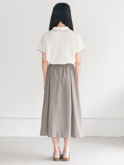 Landa Collared Wrinkle Ruffle Top