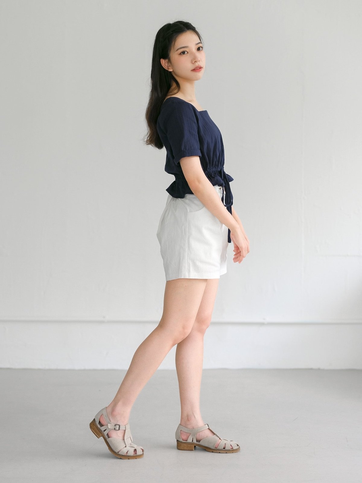 Sky Short Sleeve Top - DAG-DD0342-23NavyF - Navy Blue - F - D'zage Designs