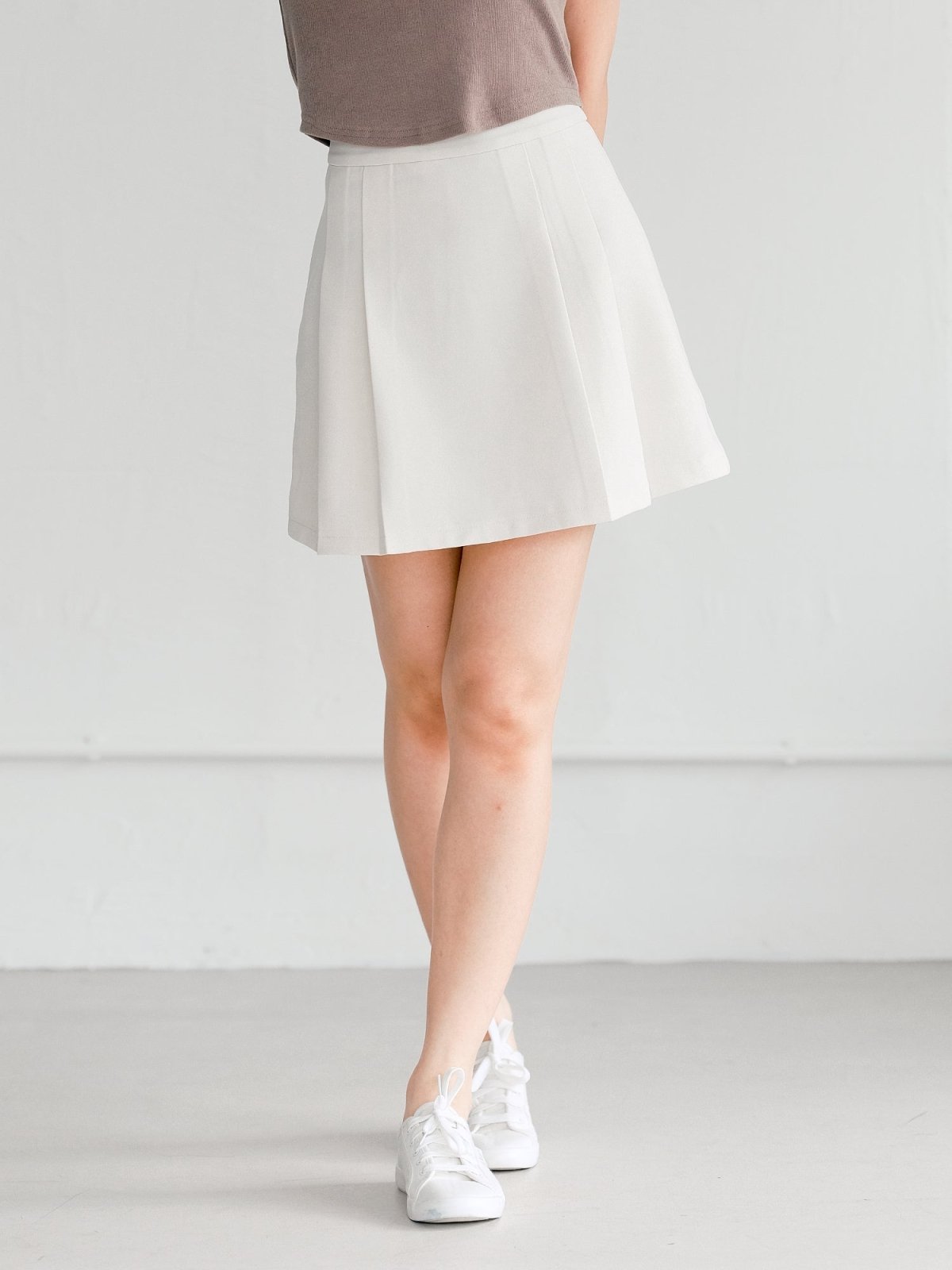 Seraphine Pleated Mini Skirt - DAG-G-220171WhiteS - Mochi Ivory - S - D'zage Designs