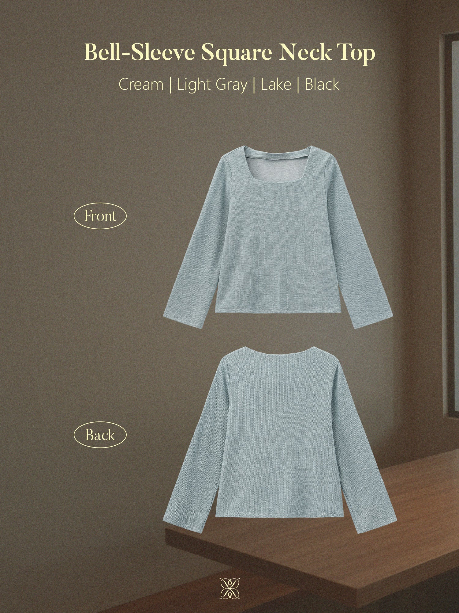 Bell-Sleeve Square Neck Top