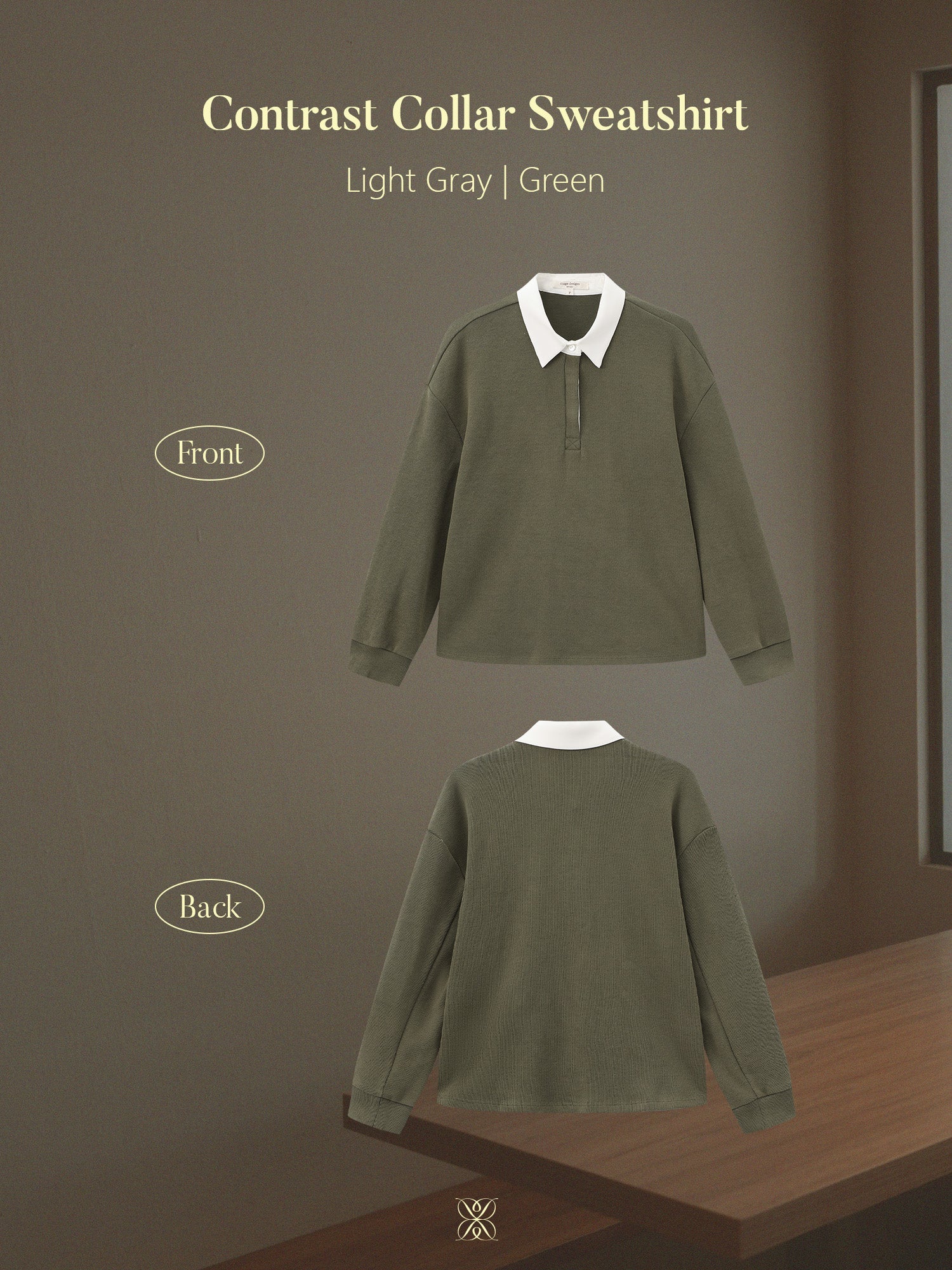 撞色襯衫領針織上衣