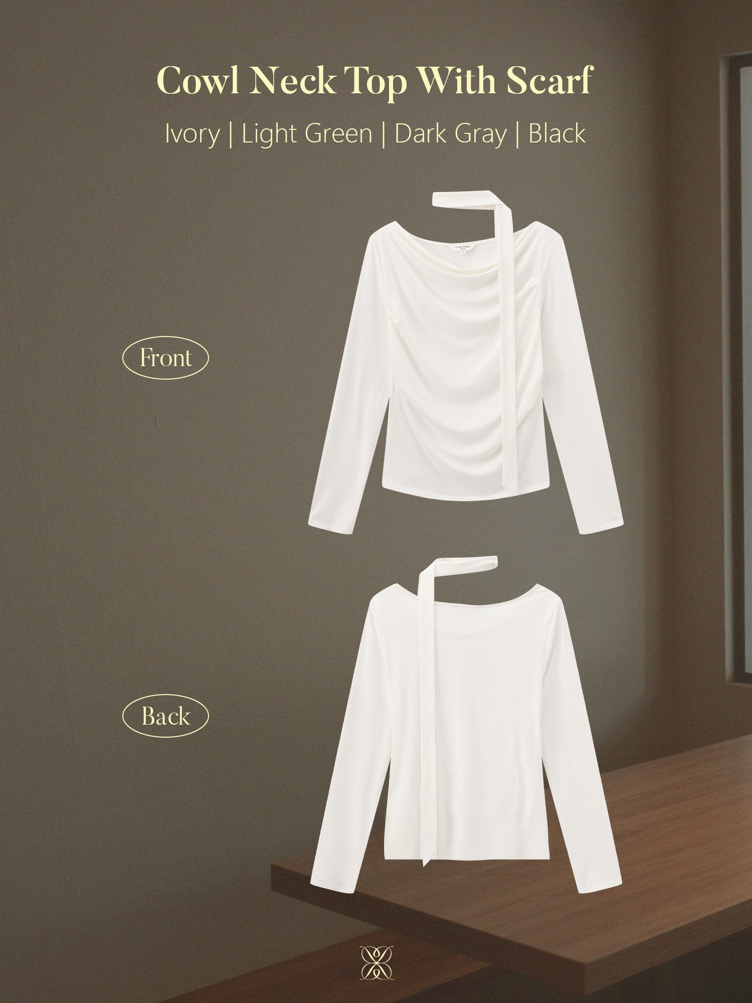 Cowl Neck Top With Scarf