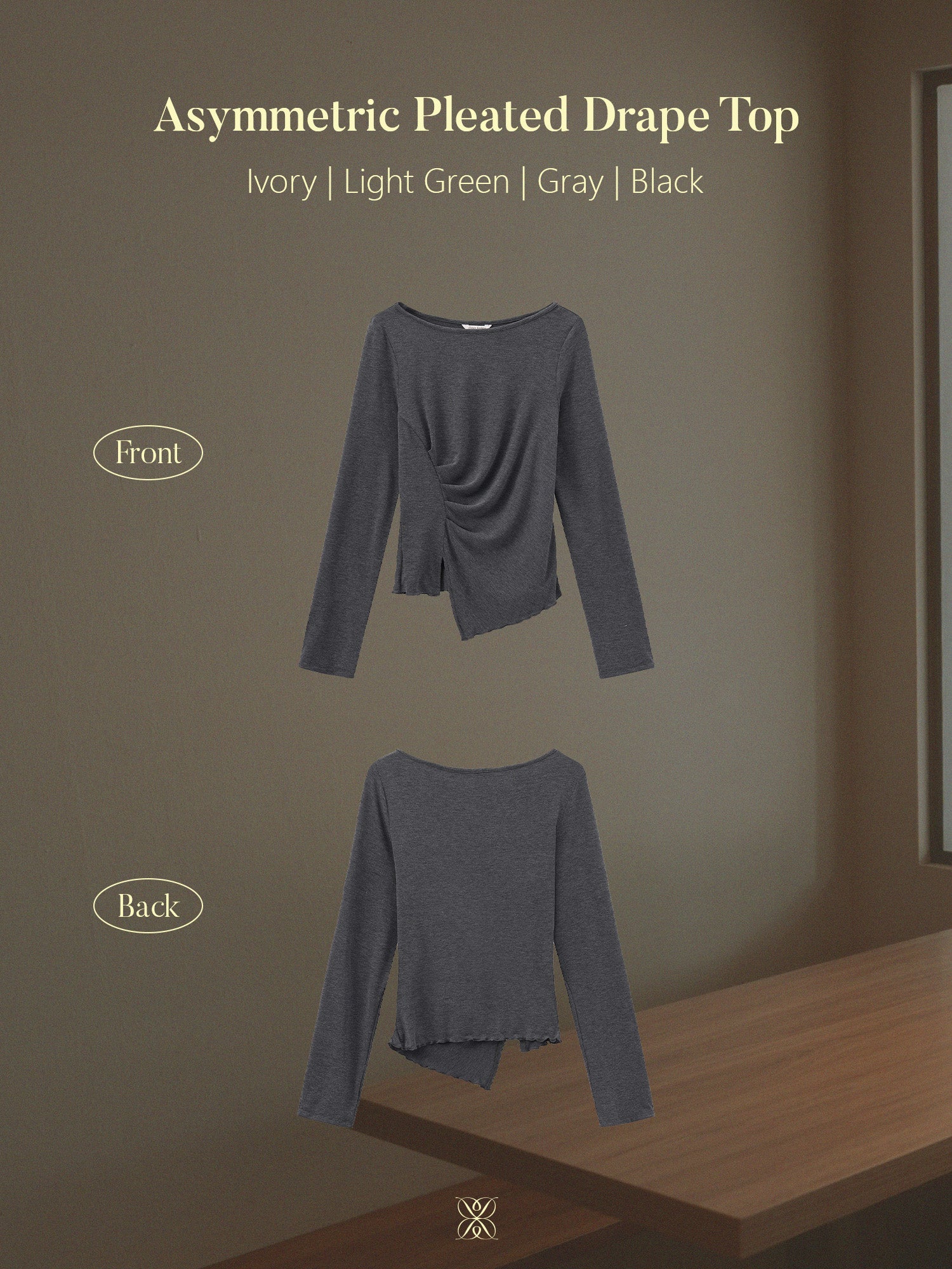 Feminine Asymmetric Pleated Drape Top