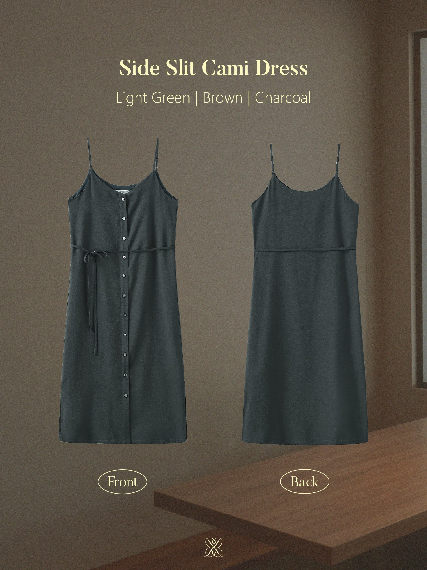 Wool-Blend Side Slit Cami Dress