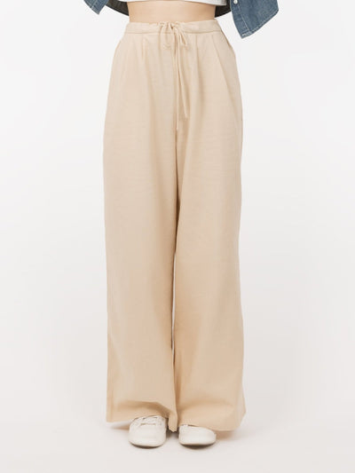 Riley Tie Waist Linen Pants - DAG-DD9535-22AlmondS - Almond Cream - S - D'zage Designs