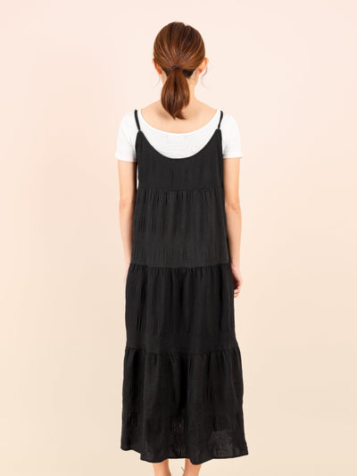 Textured Tiered Cami Dress - DAG-DD9151-22BlackF - Black - F - D'zage Designs