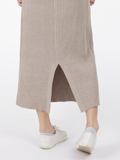 Grazie Back Slit Knitted Skirt - DAG-G-9853-22OatmealF - Beige - F - D'zage Designs