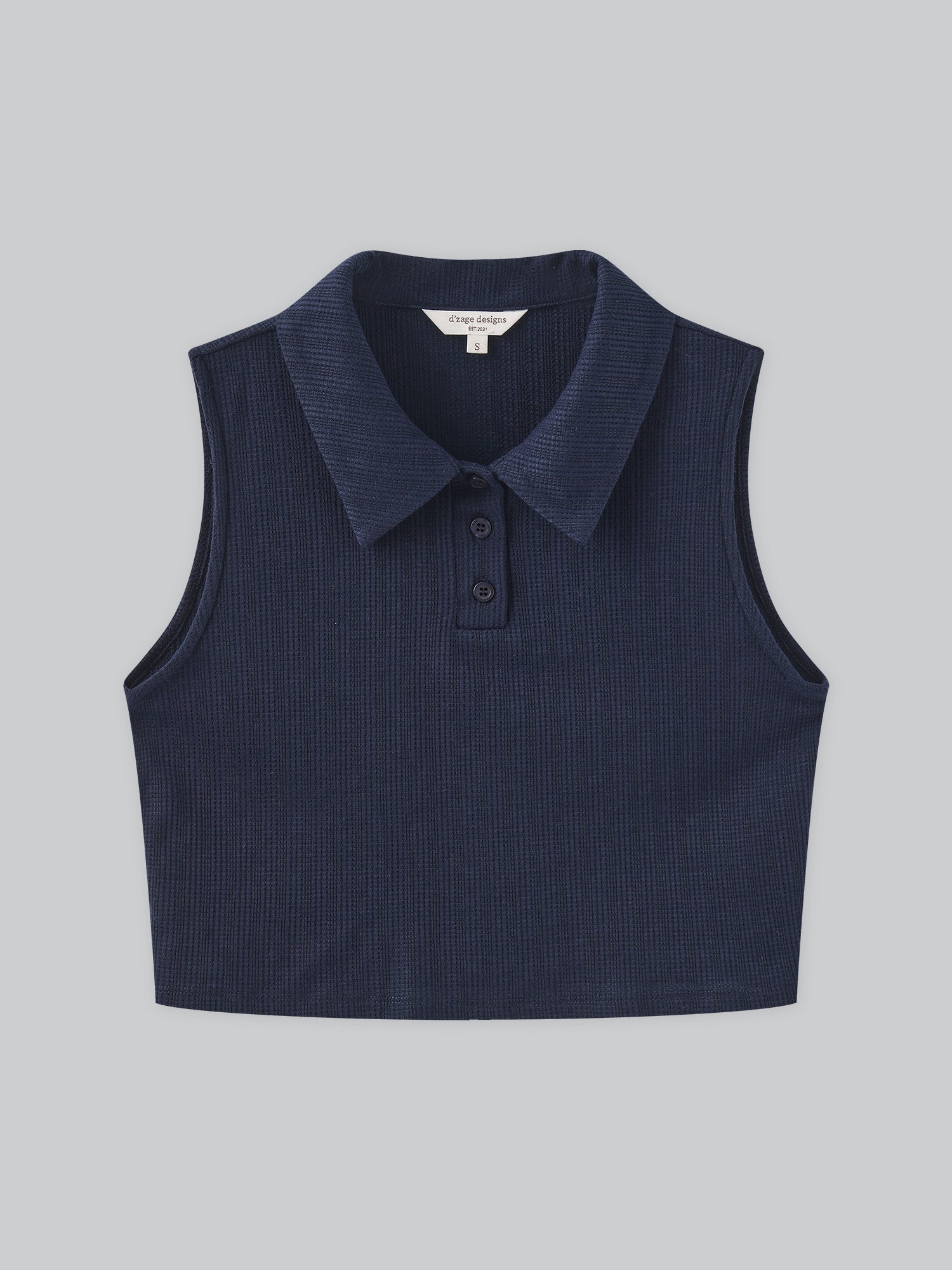 Polo Neck Sleeveless Crop Top