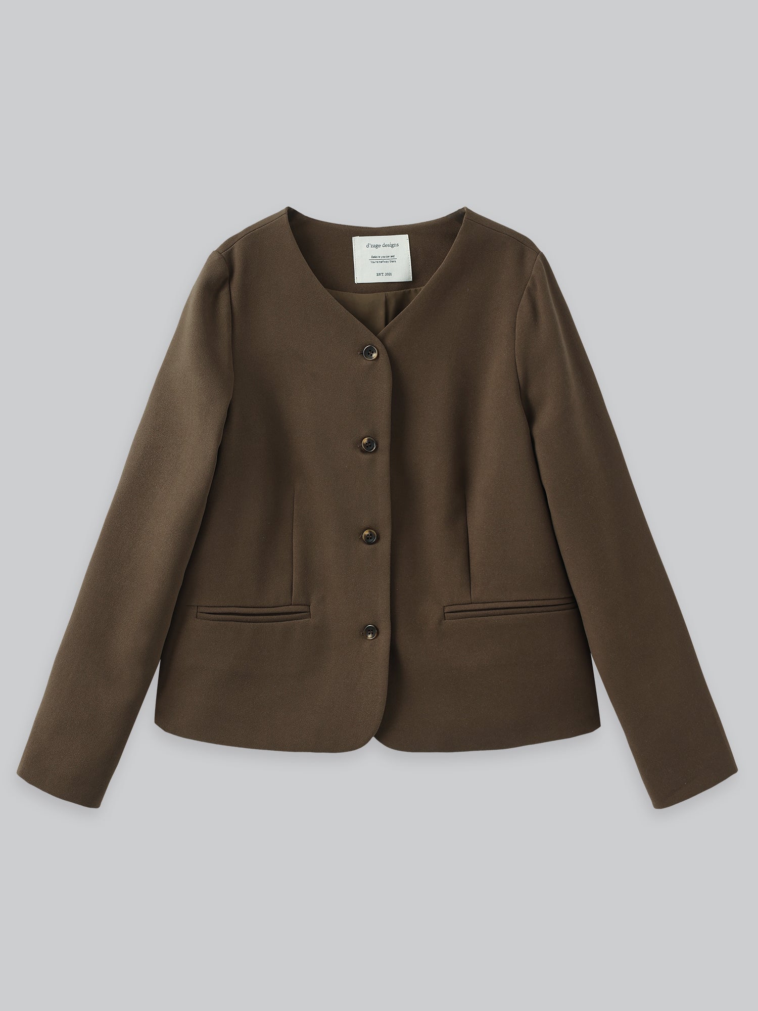 Collarless Wool Like Blazer*