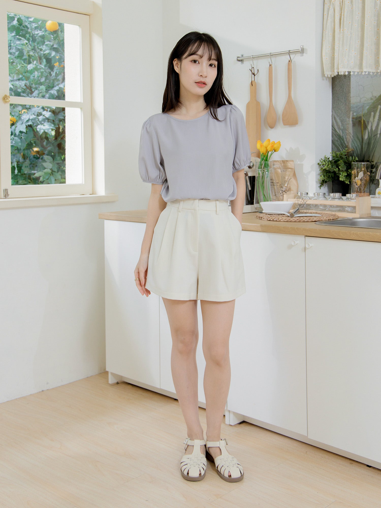 Half Sleeve Tie Back Top