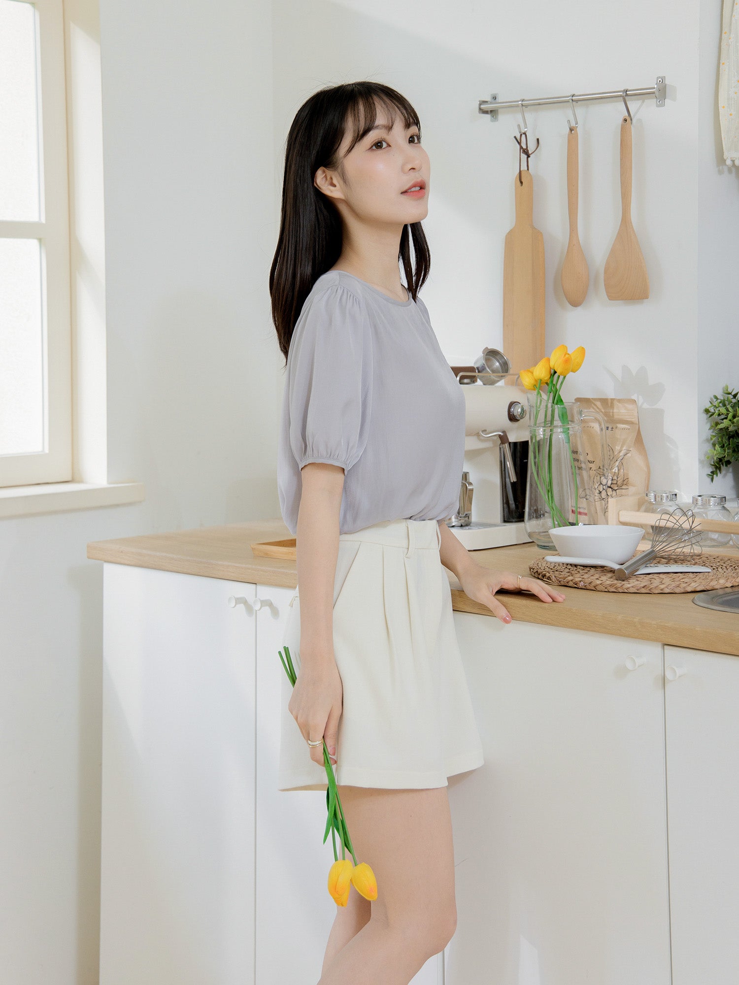 Half Sleeve Tie Back Top