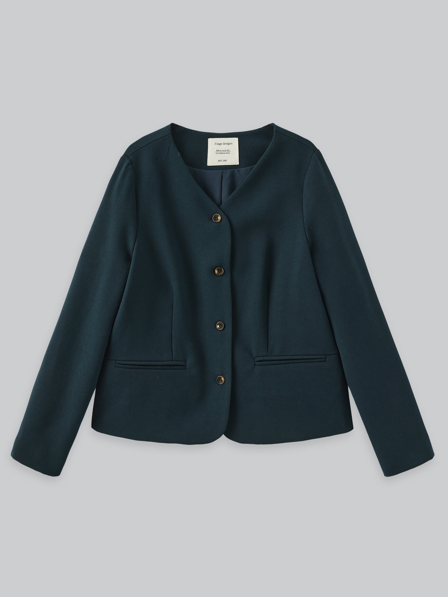 Collarless Wool Like Blazer*