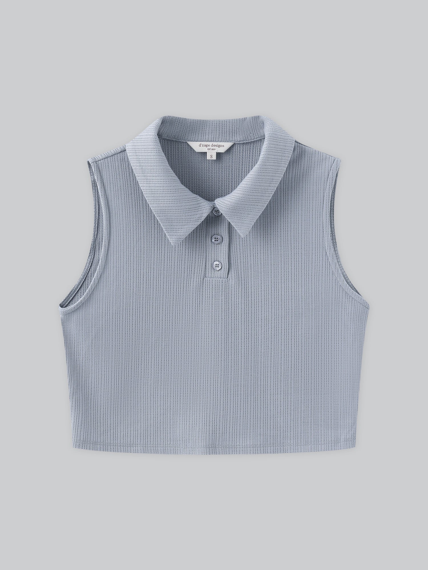 Polo Neck Sleeveless Crop Top