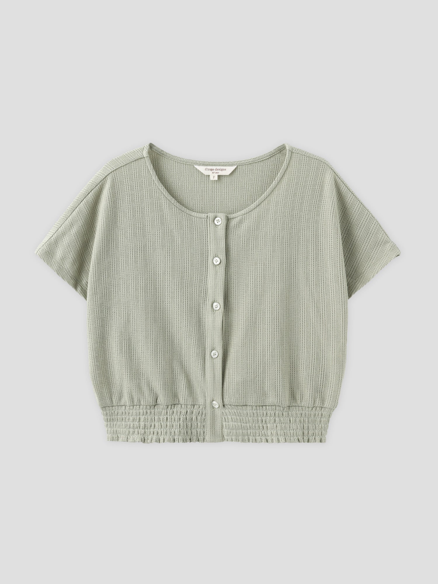 Buttoned Shirring Top