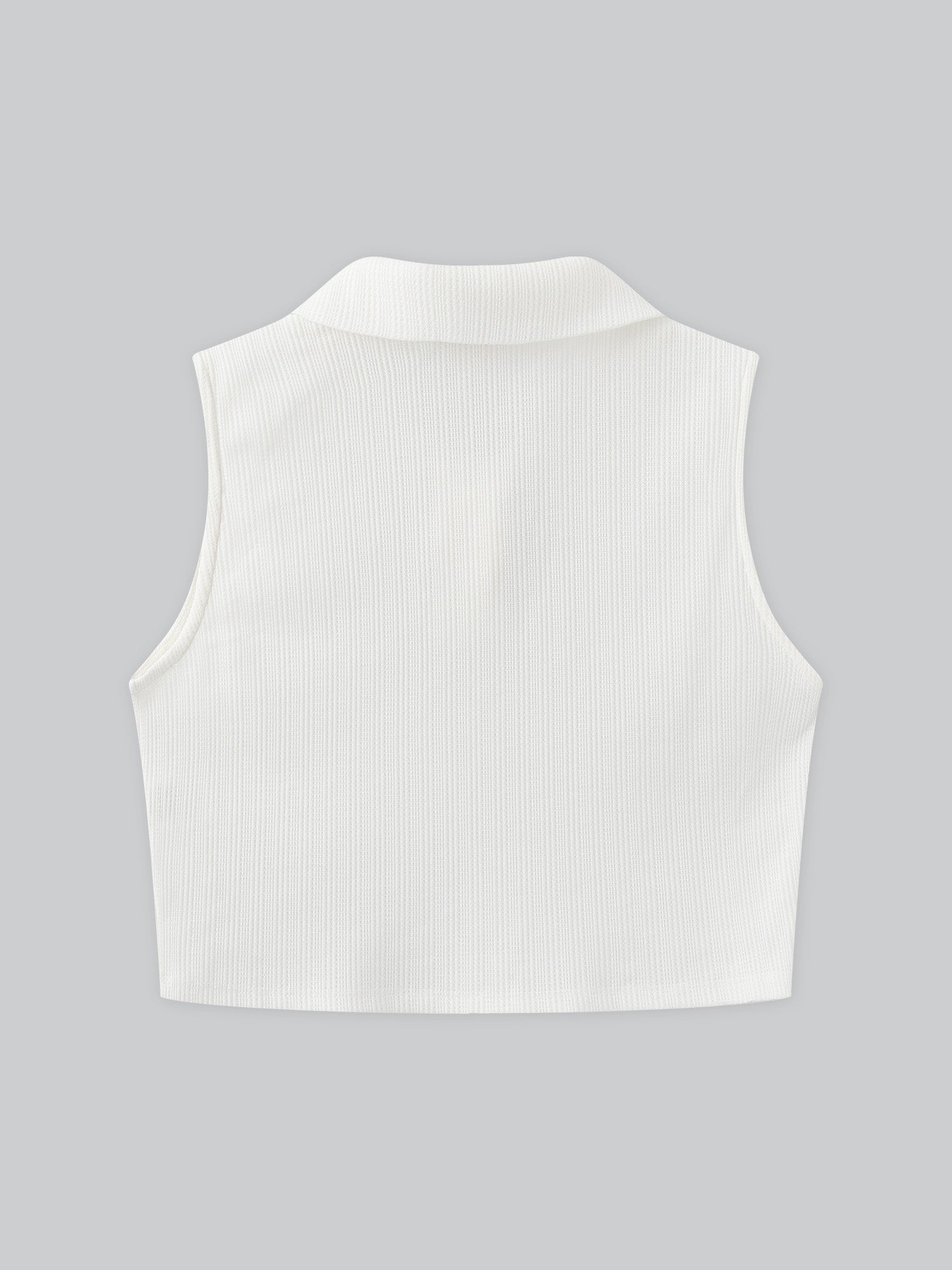 Polo Neck Sleeveless Crop Top