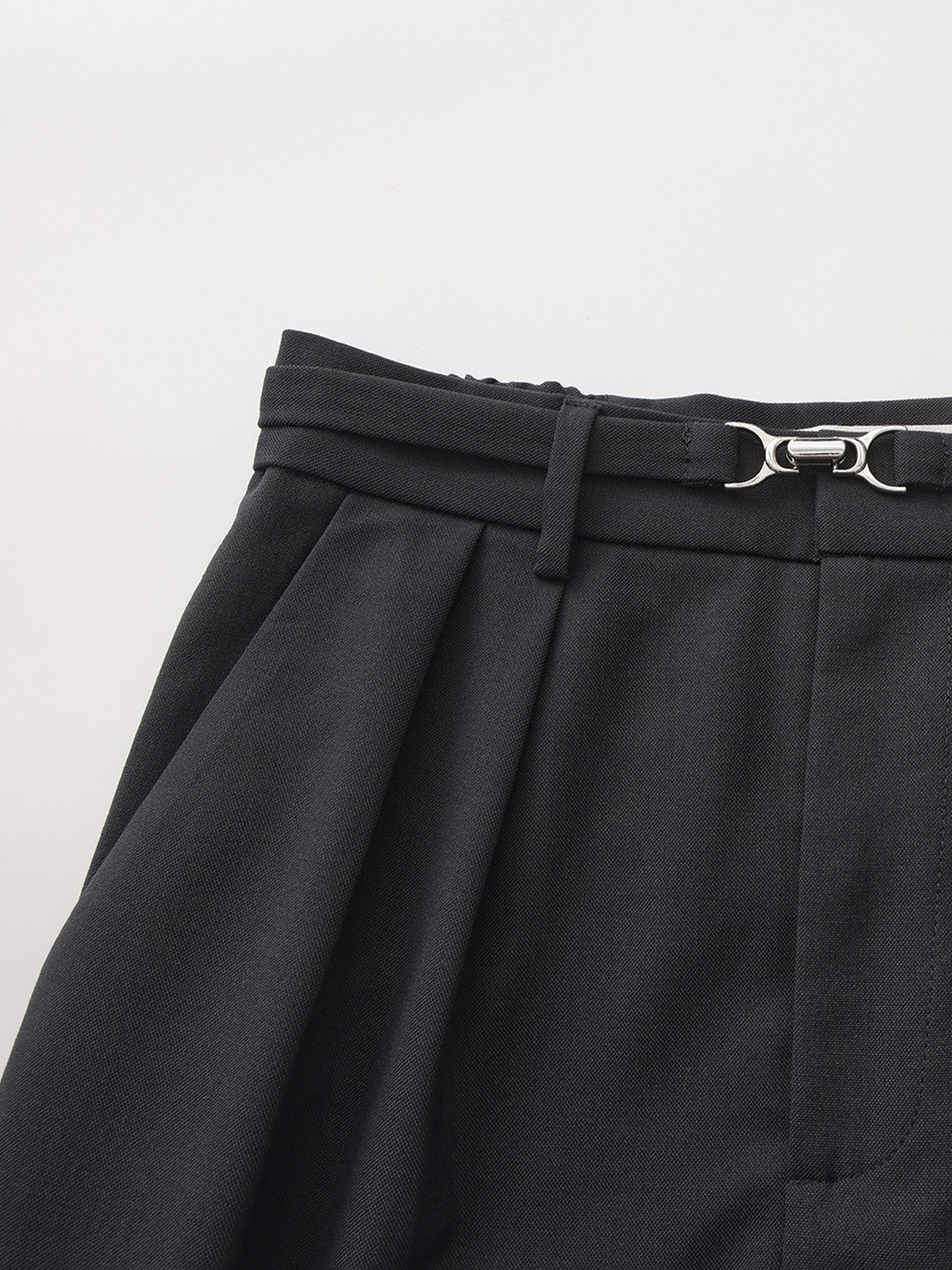 Metallic Buckled Pleated Pants