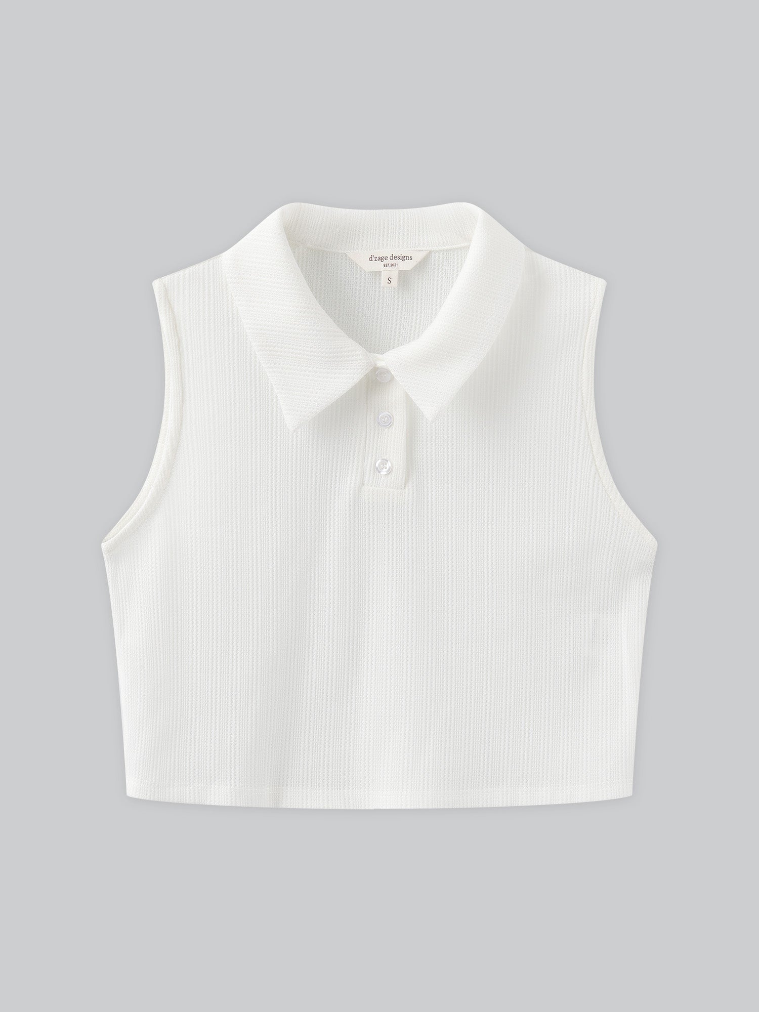 Polo Neck Sleeveless Crop Top