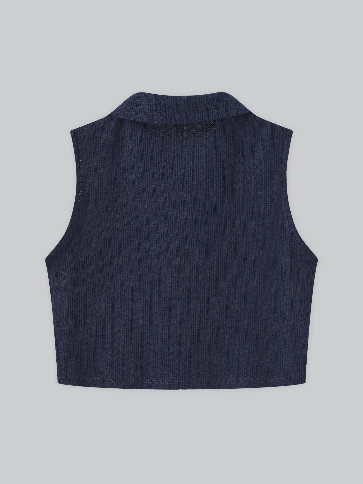 Polo Neck Sleeveless Crop Top