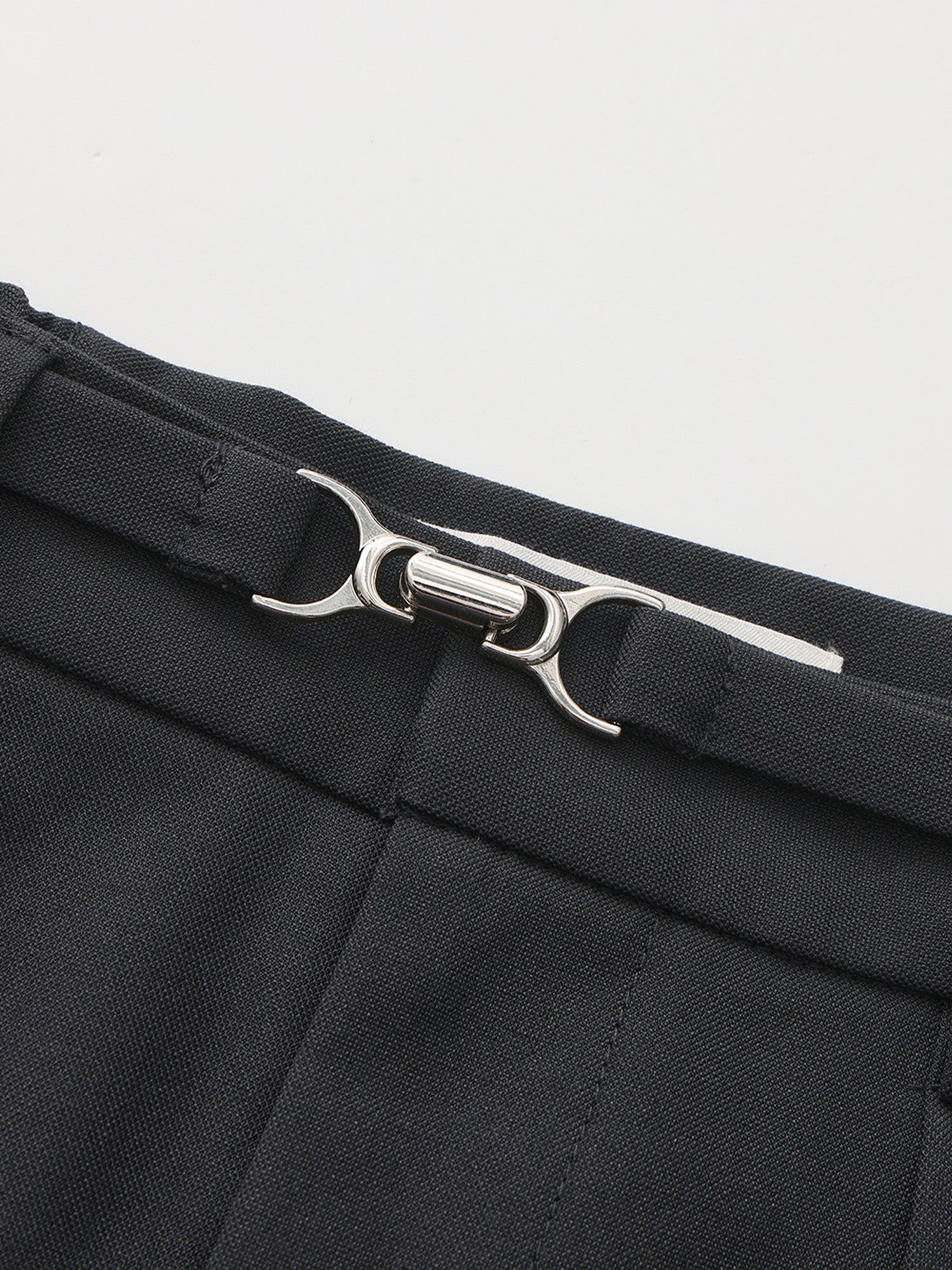 Metallic Buckled Pleated Pants