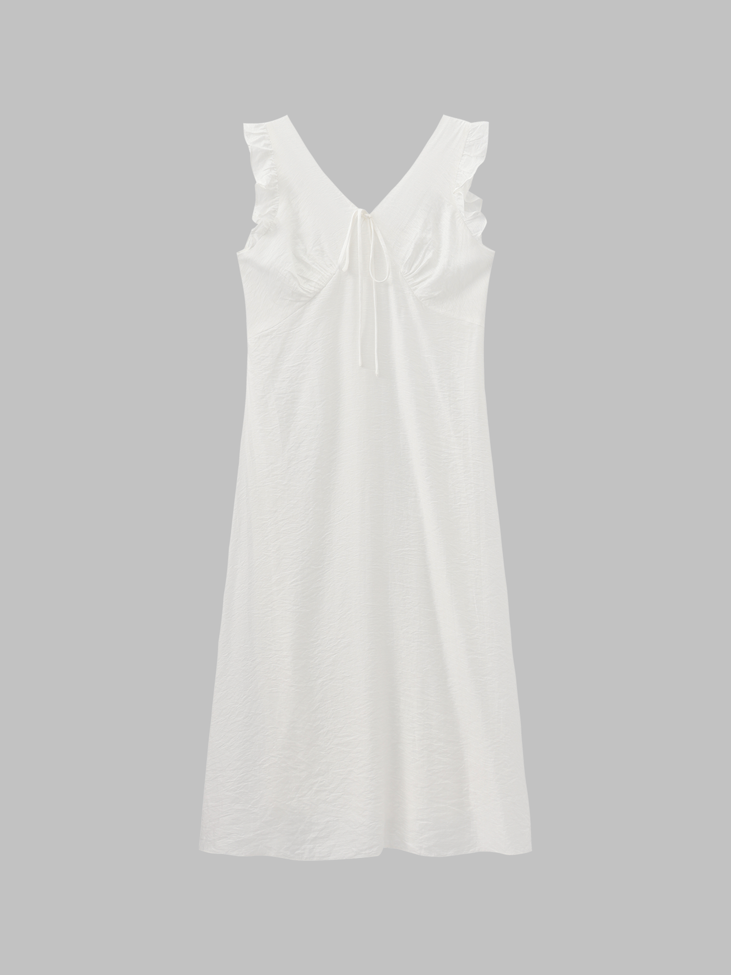 Ruffled Tie-Front Midi Dress