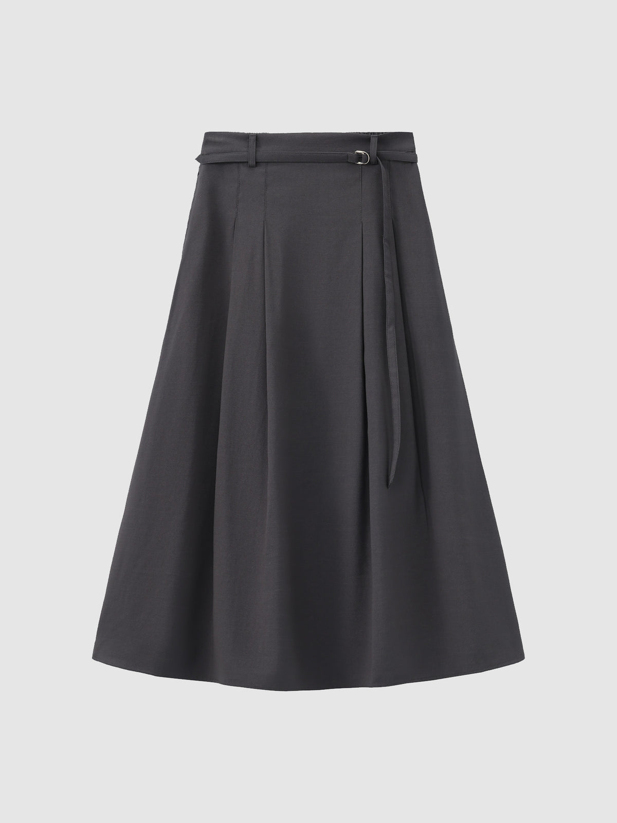 Pleated Midi Skirt With Belt